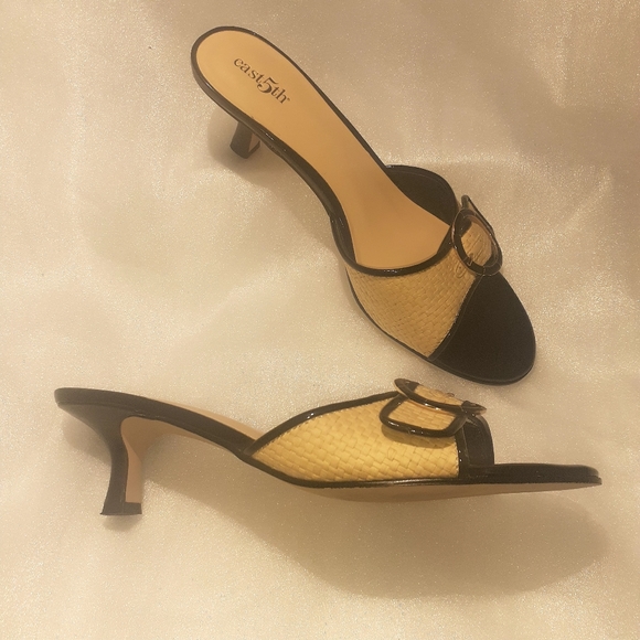 Women's East5th Brown and Tan Slip On Open Toe Buckle Design Size 8M - Picture 4 of 12